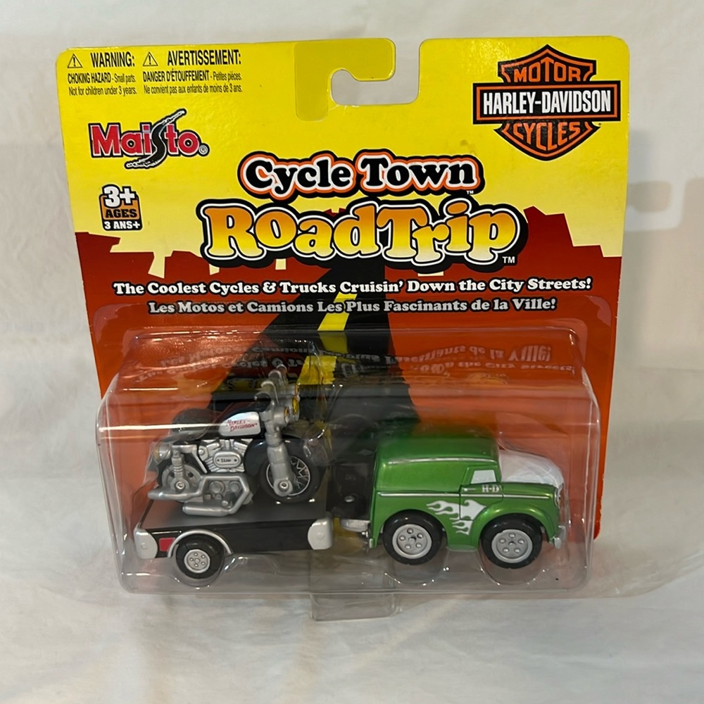 Harley Davidson toy car and motorcycle